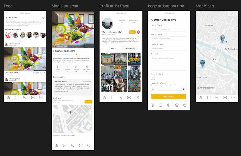 Interface design for HALL OF ART - React Native / Firebase project